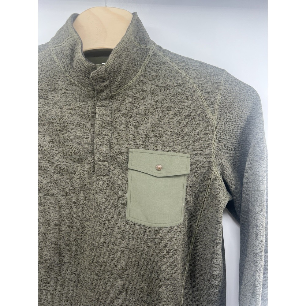 REI Mens Sweater Knit Snap T Pullover Olive Green Heather Mens Large Gorpcore